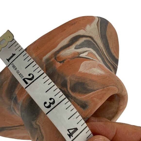 Handcrafted Terracotta Marble Swirl Hat Sculpture Trinket Planter Texas Camanche - Picture 6 of 10